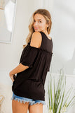 Ruffled Cold Shoulder Top