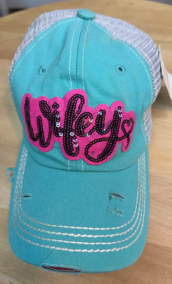 Turquoise Wifey Baseball Cap