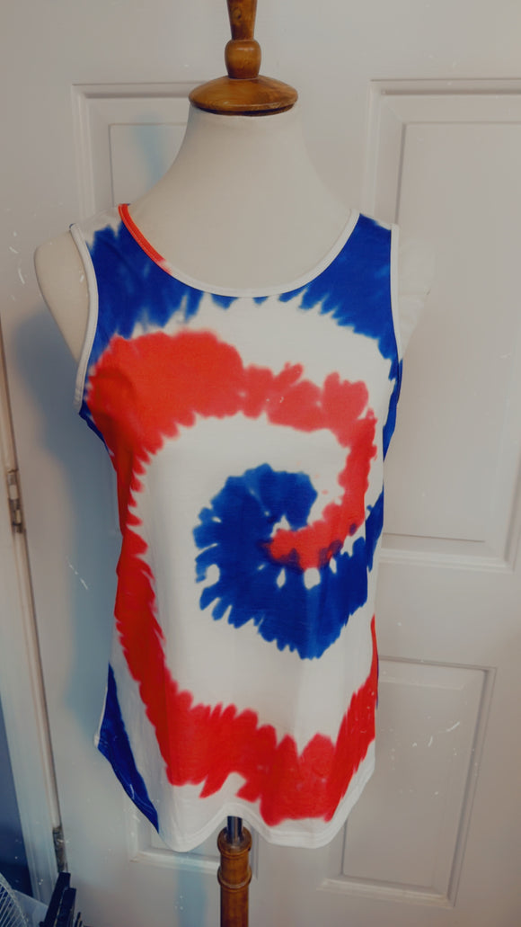 Red white and Blue Tie Dye Tank