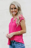 Buttoned Detail Cotton Blend Short Sleeve