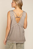 V-neck Tank with Stud Trim
