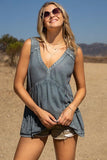 V-neck Tank with Stud Trim